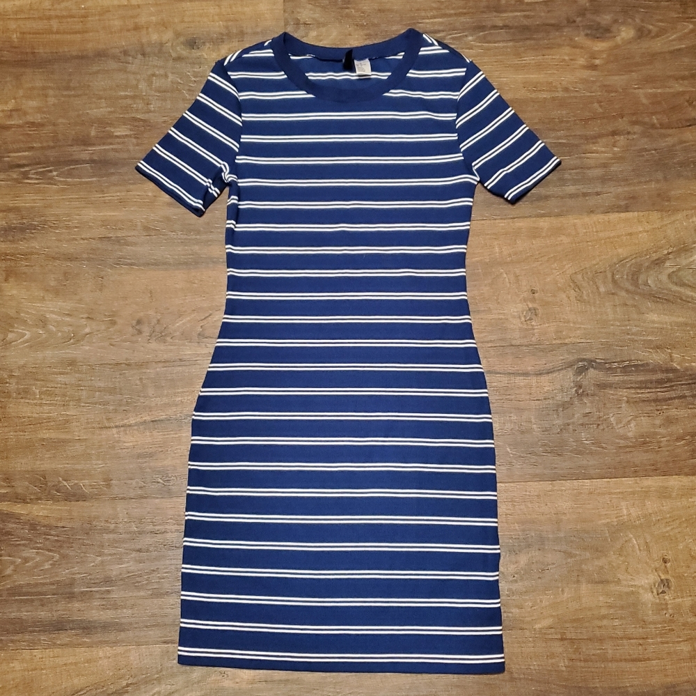 Divided Blue Striped Dress 10